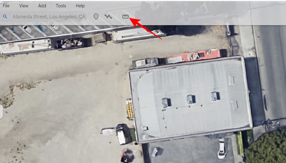 Ruler tool on Google Earth web version