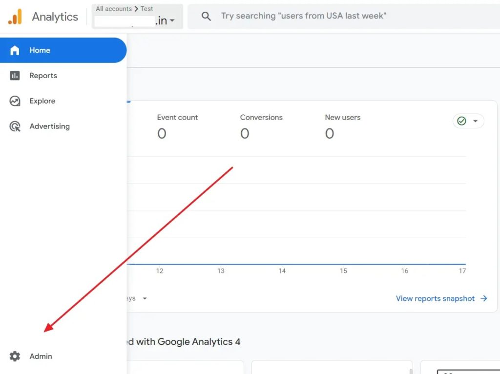 Select Admin Google Analytics