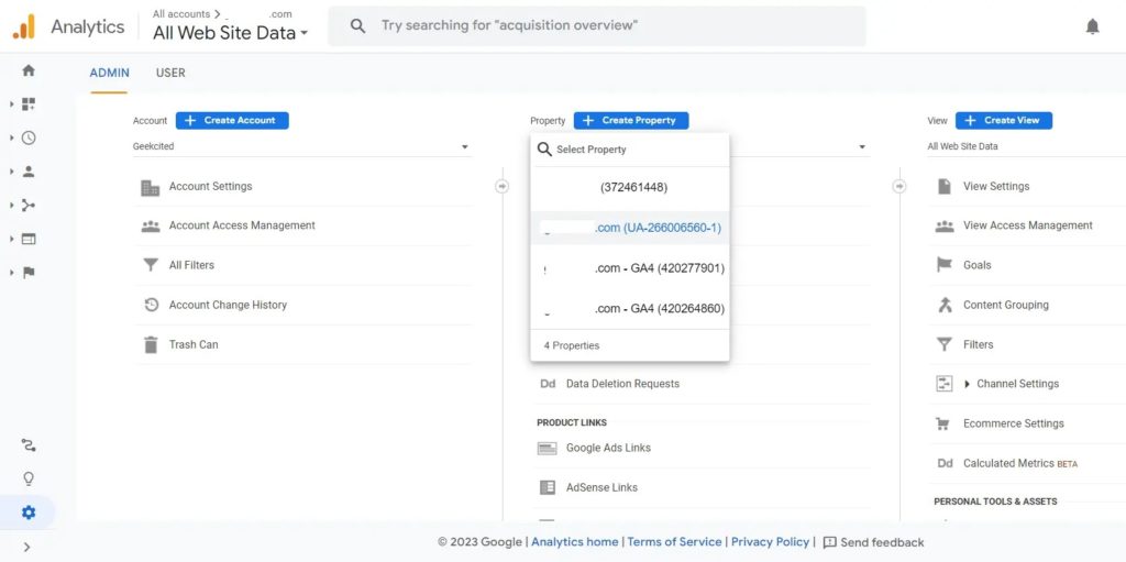 Select Non Ga4 Property Google Analytics