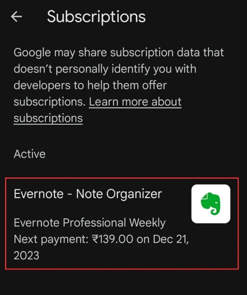 Selection Of Evernote Note Organizer Under Google Play Sub