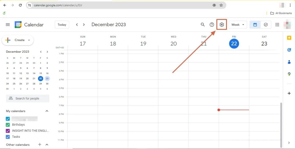 Settings Cog Icon Google Calendar Web