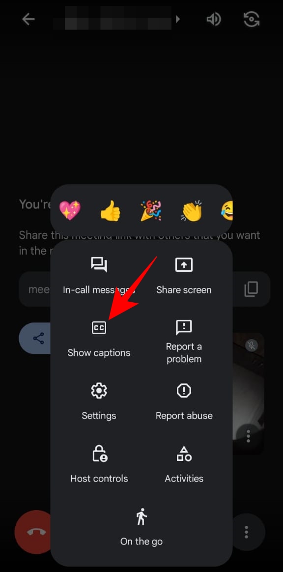 Show captions in Google Meet app