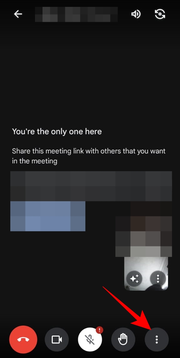 Three vertical dots on Google Meet app