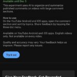 Trying out experimental features on YouTube mobile app