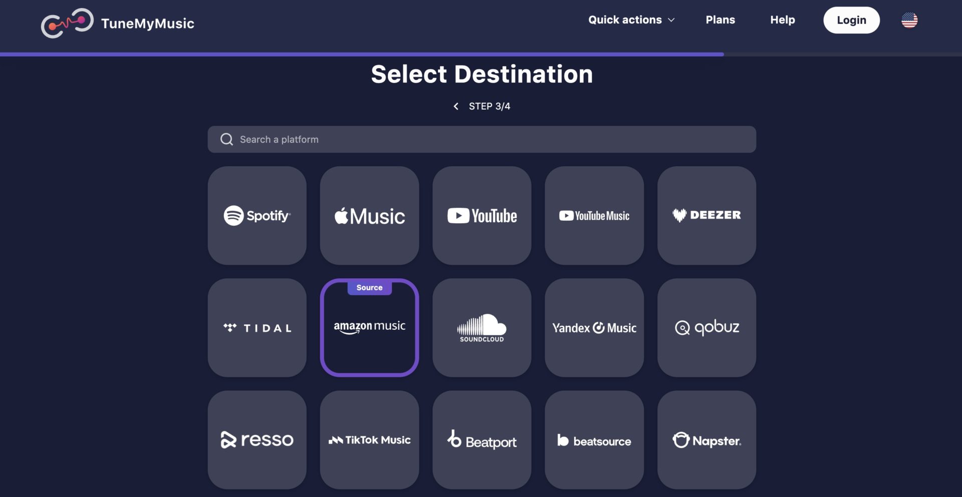 TuneMyMusic Destination Platform