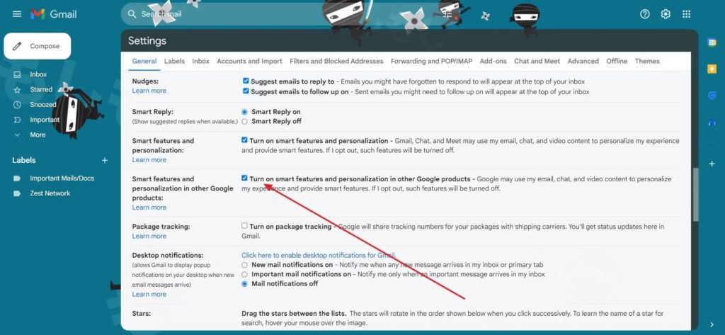 Turn On Smart Features In Gmail