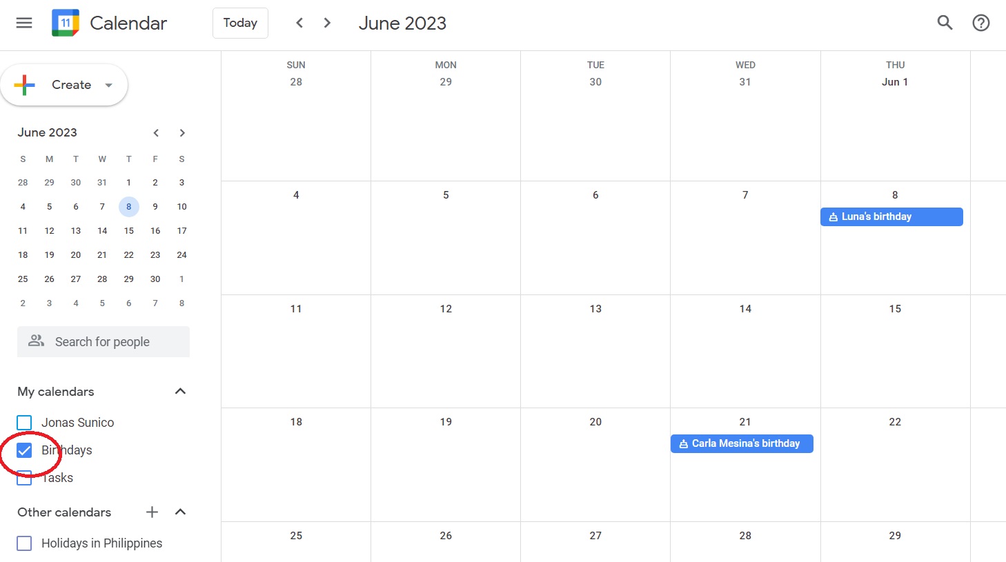Unticking Calendar in Google Calendar