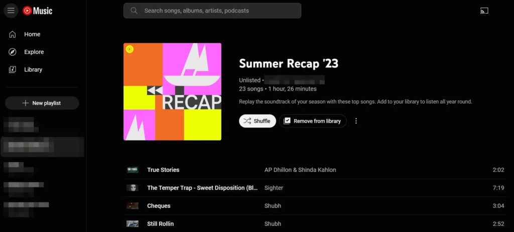 Youtube Music Recap Playlist Desktop