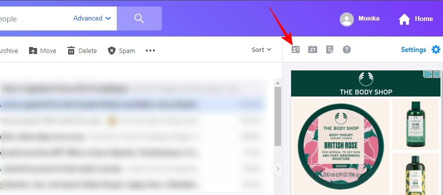 contact list icon in Yahoo Mail inbox
