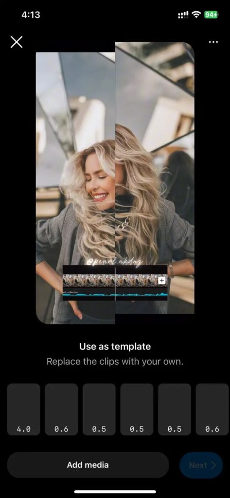 Add Media Instagram Reels Templates