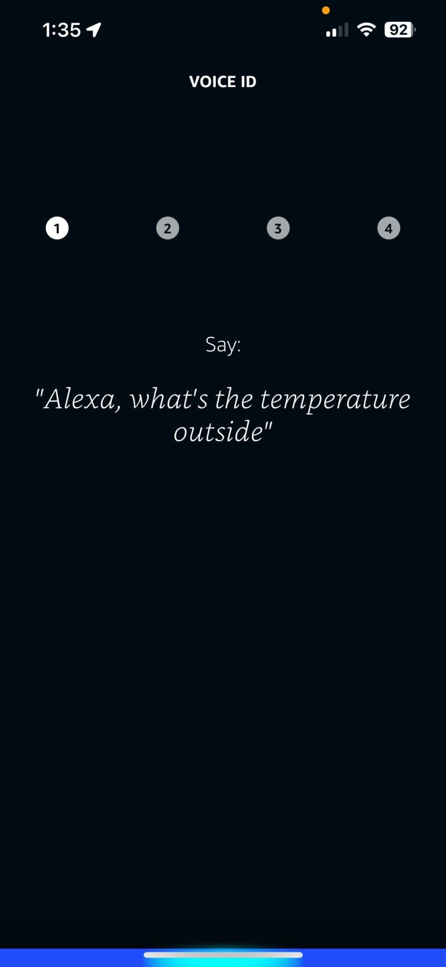 Alexa app Voice ID on-screen phrase