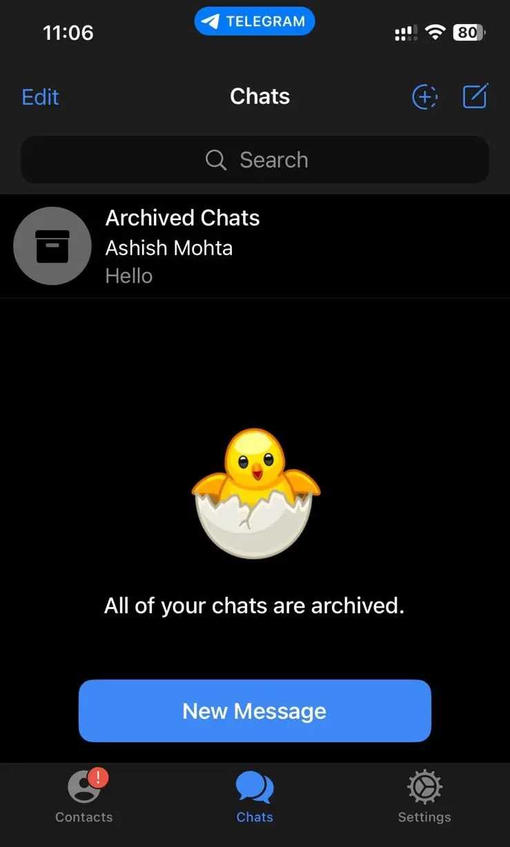unarchive chat in telegram