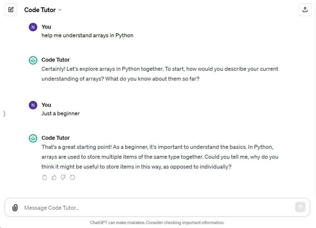 Code Tutor Arrays Chatgpt Store
