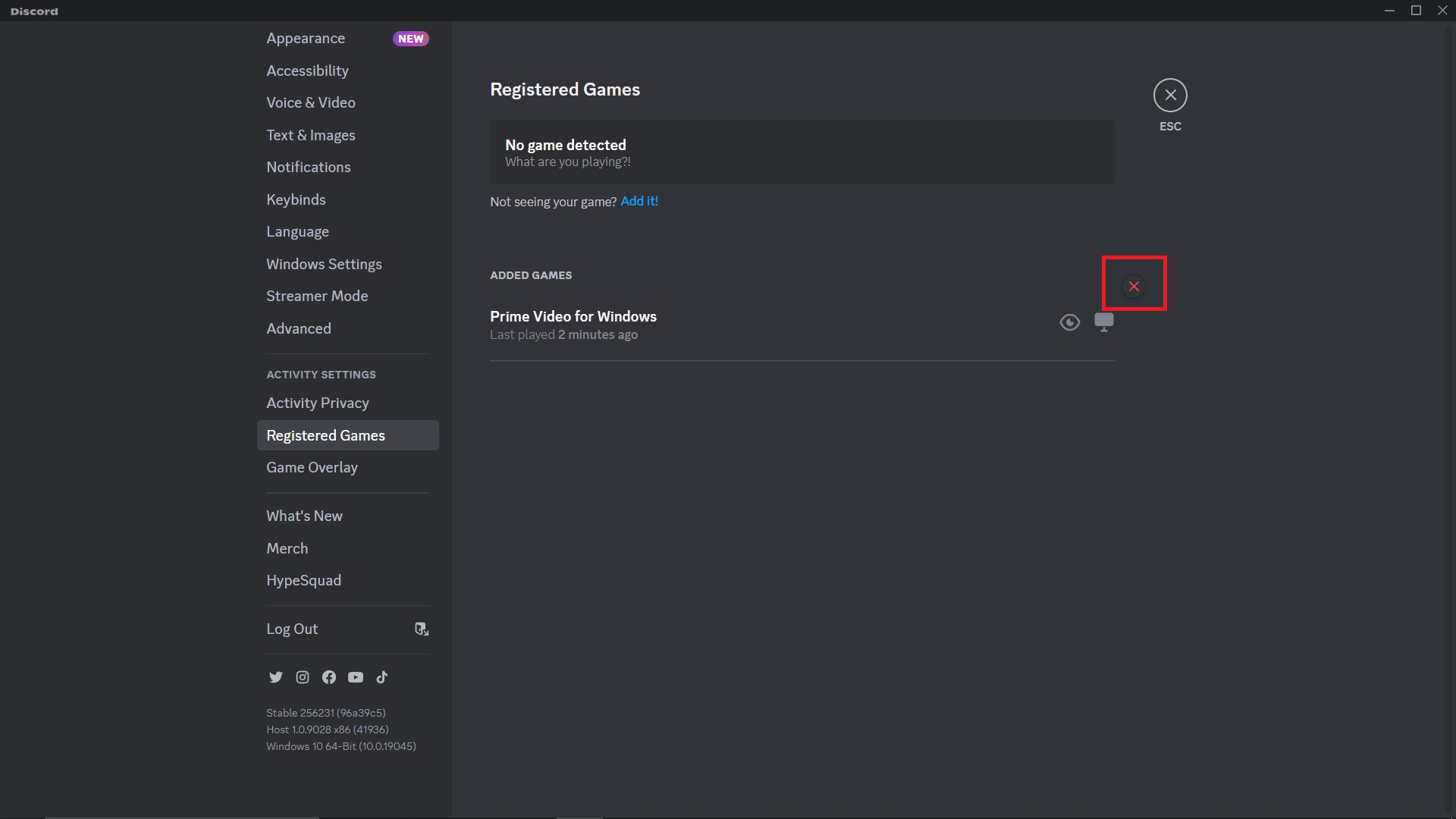 Disconnecting Prime Video from DIscord