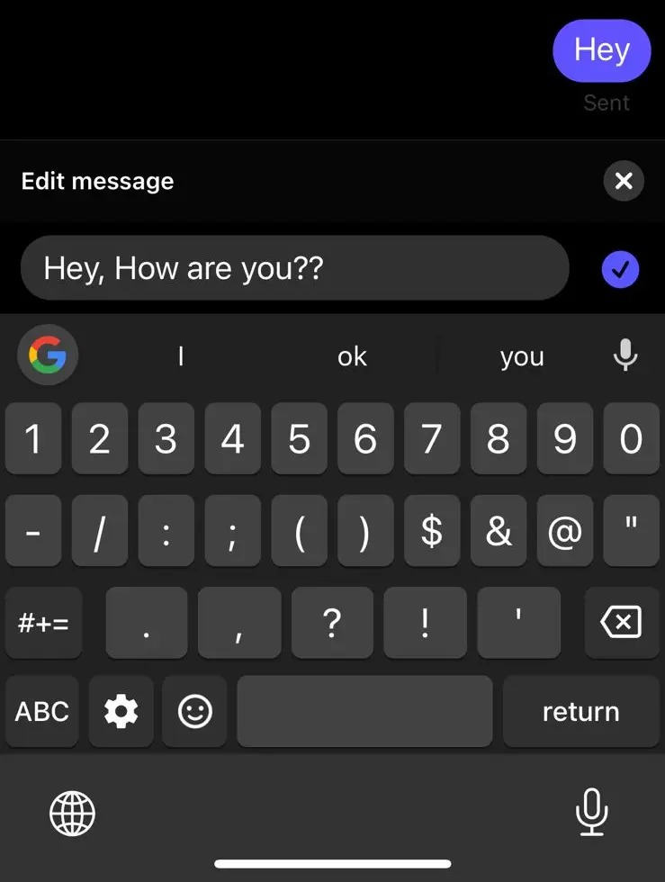 Edit Messages on Messenger Smartphone