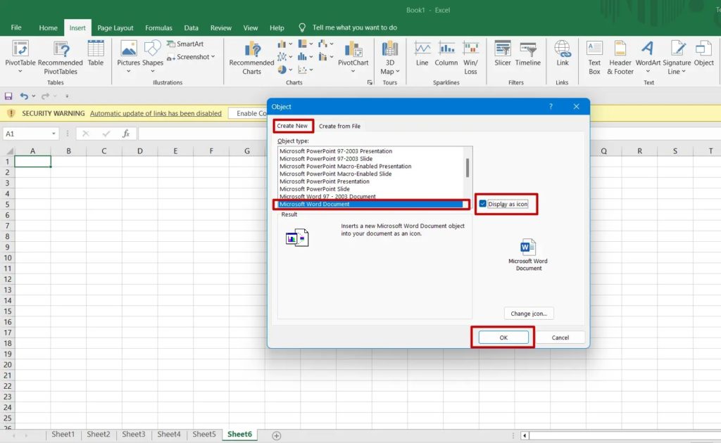 Excel Create New Icon Checked