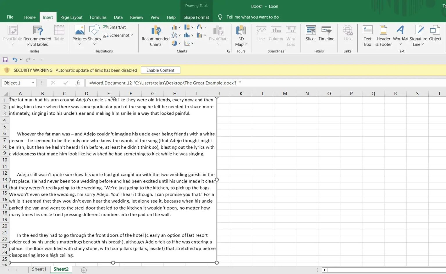 How to insert a word document in excel tech junkie