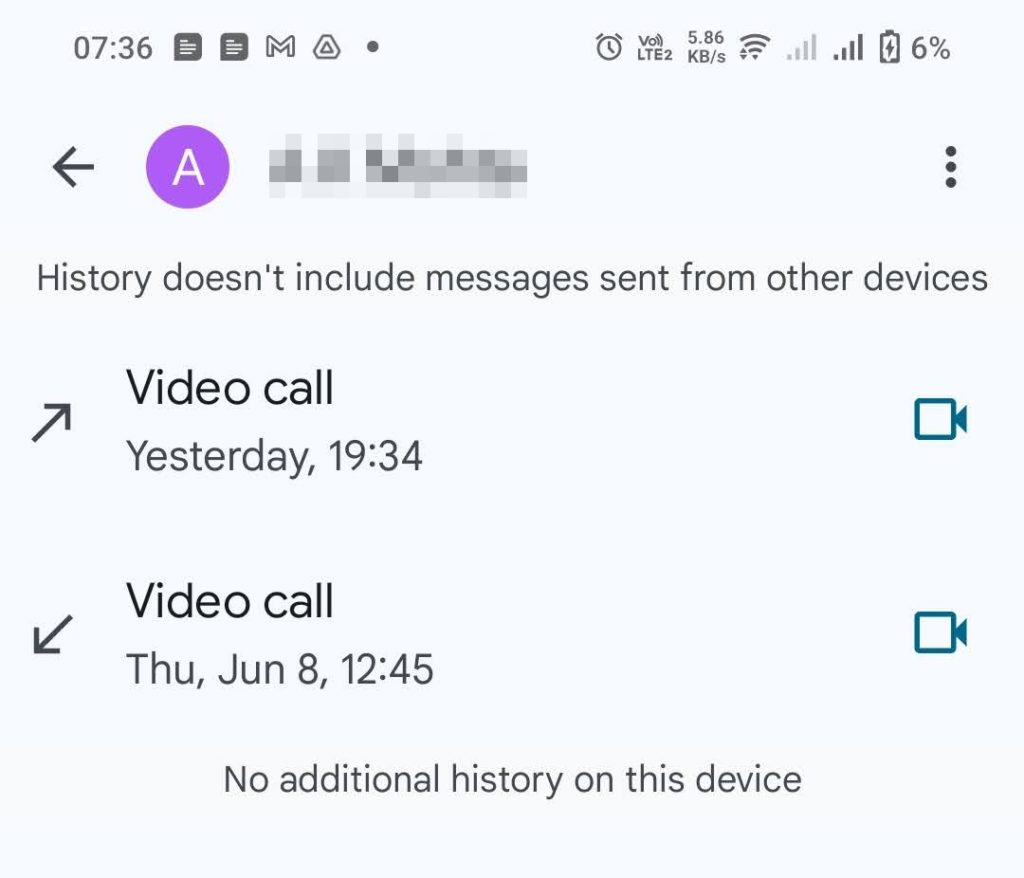 Google Meet Calling History Details