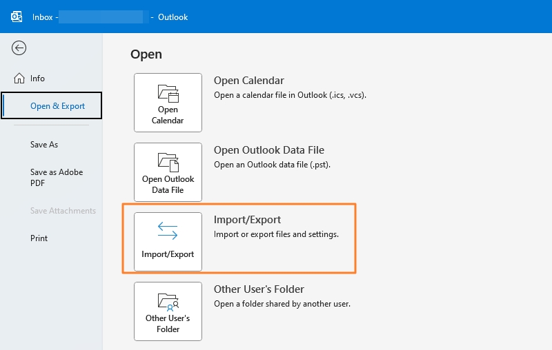 Import Export from Outlook