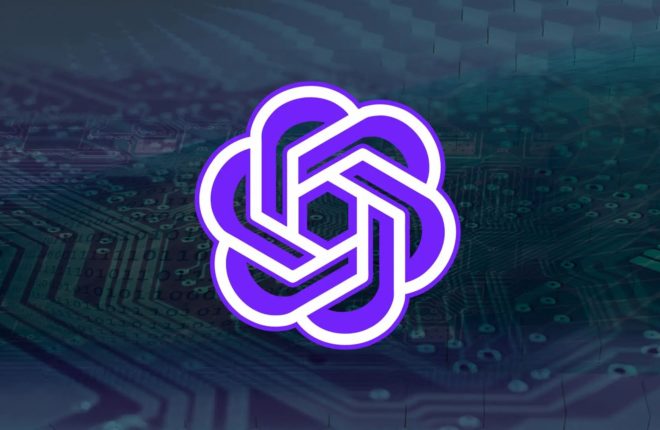 Open AI Logo with a PCB design in the background