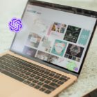 Macbook Displaying Canva Designs