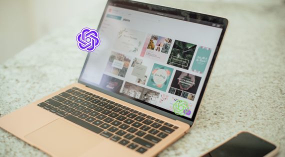 Macbook Displaying Canva Designs