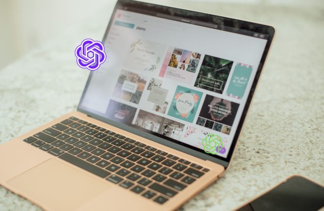 Macbook Displaying Canva Designs