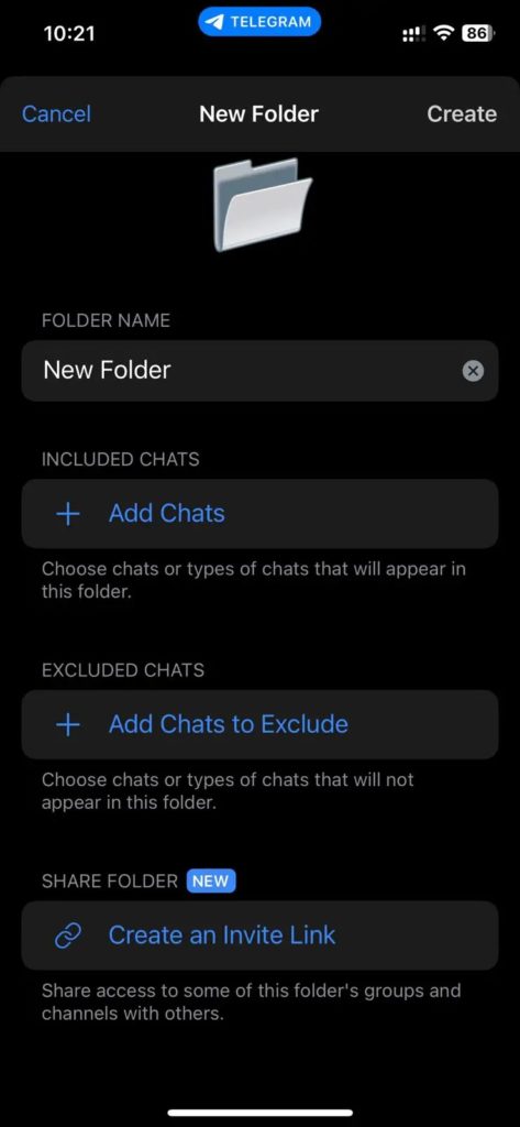 Name Chats Folder Telegram Hide