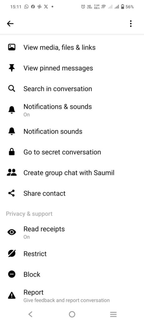 Read Receipts Individual Messenger Chat