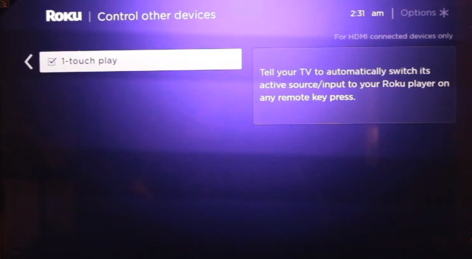 Roku 1-touch play