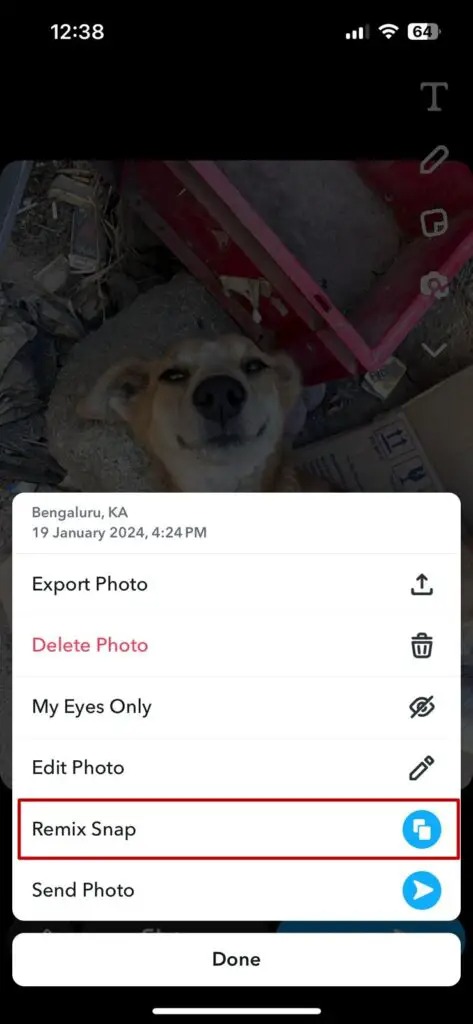 Snapchat Camera Roll Remix Option