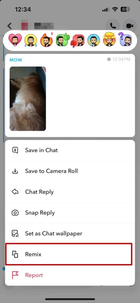 Snapchat Remix From Snap Option