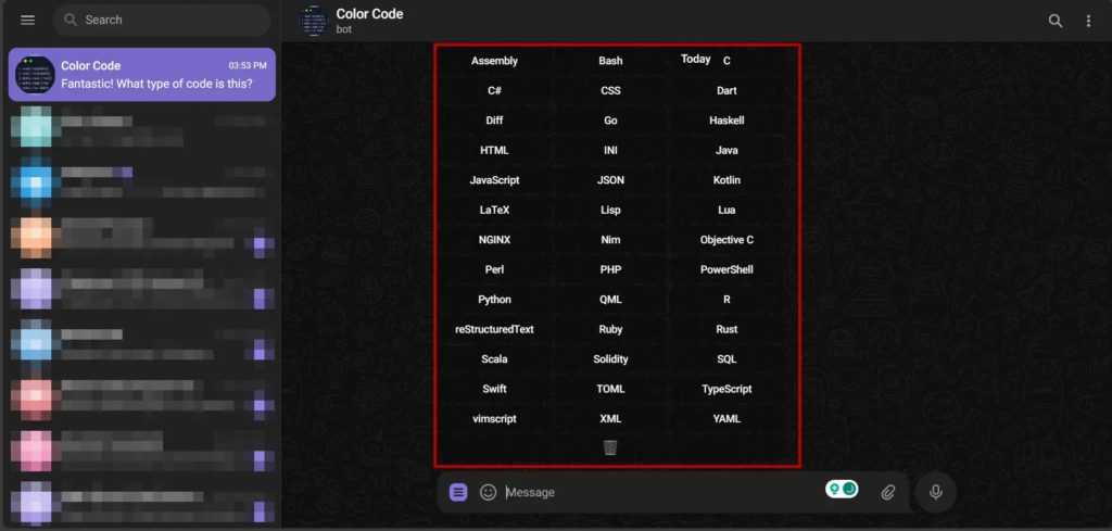 Telegram Bot Select Programming