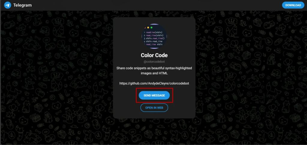 Telegram Colorcodebot Landing Page