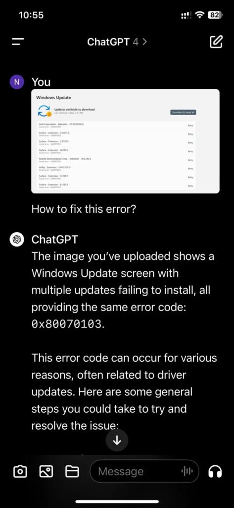 Troubleshooting In Chatgpt Via Image Upload