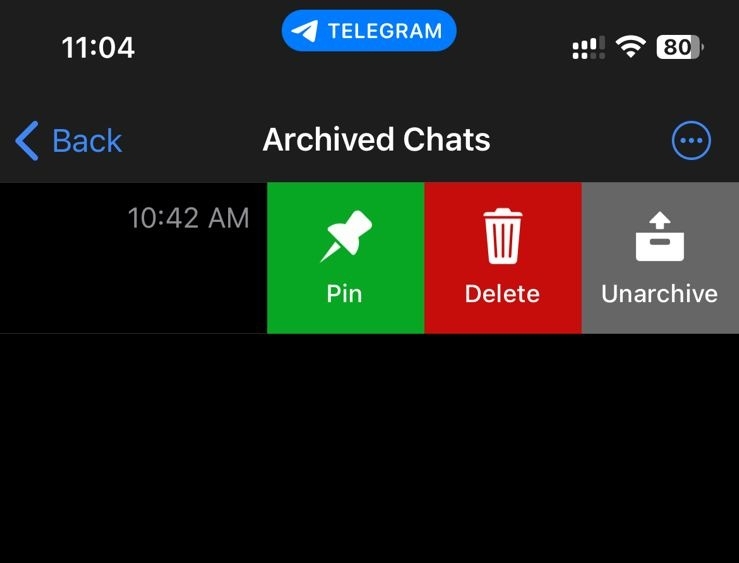 Unarchive Telegram Chats Phone