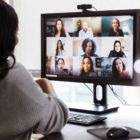 A person using Google Meet for video calling