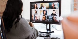 A person using Google Meet for video calling