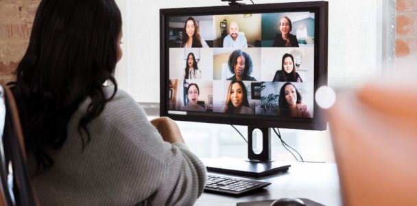 A person using Google Meet for video calling