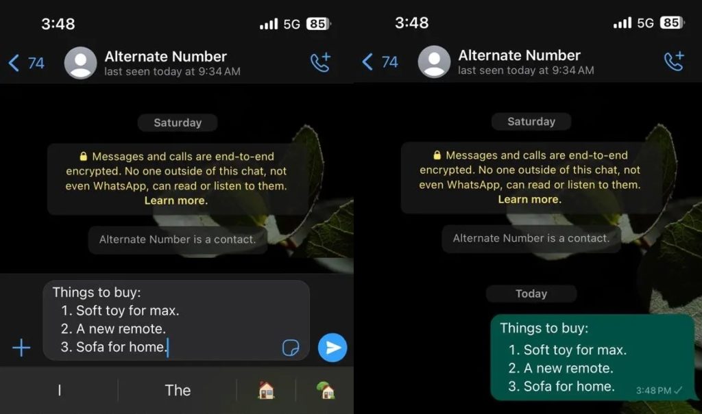 Whatsapp Formatting Numbered List
