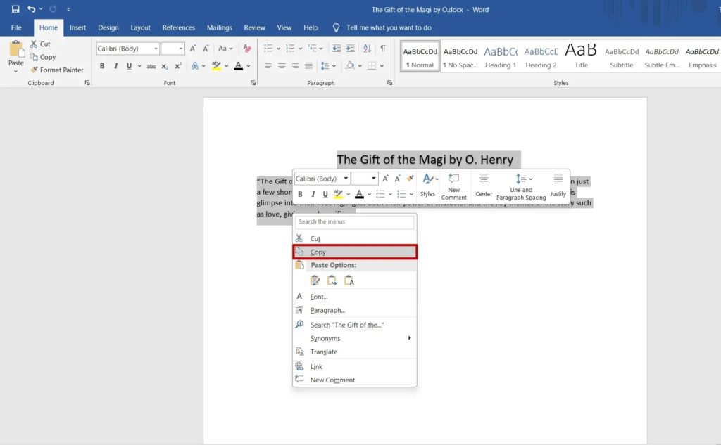 Word Document Copy Content