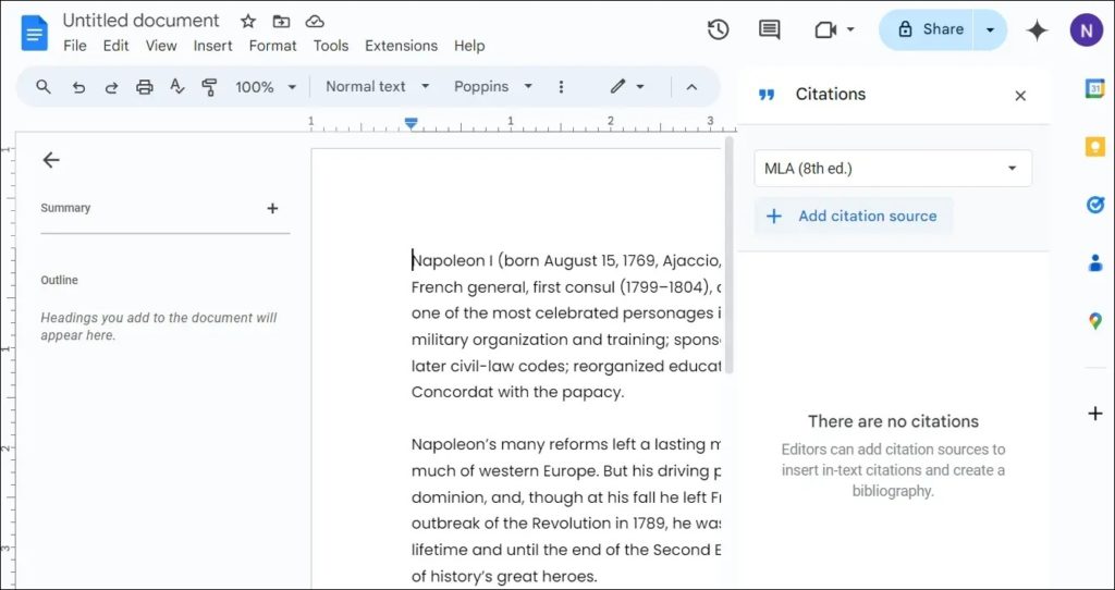 Add Citation Source Google Docs