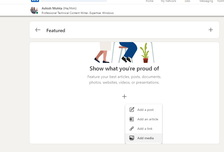 Add Media Featured Section LinkedIn
