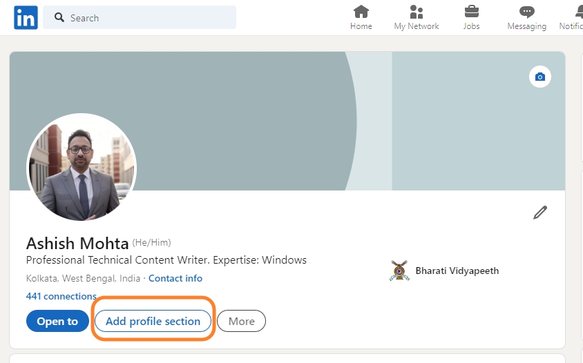 Add Profile Section in LinkedIn Profile