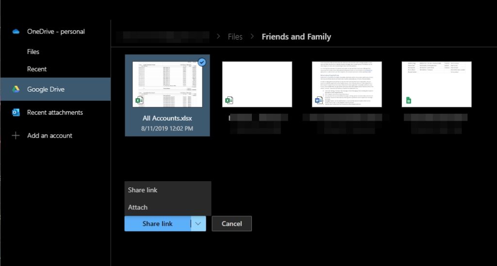 Attach as File or Link Outlook Google Drive