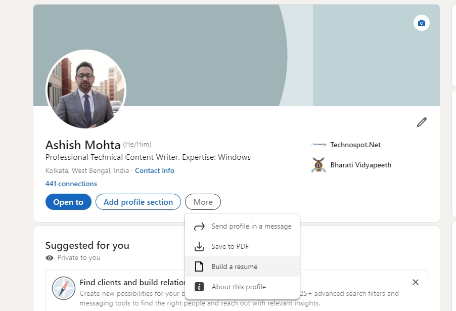 Build Resume Linkedin