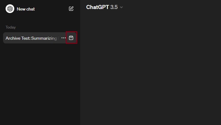 ChatGPT archive option