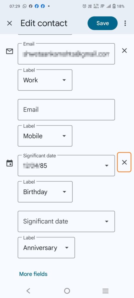 Delete Birthday from Contact Android