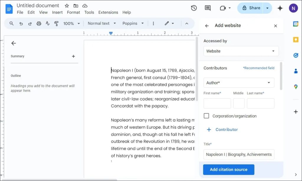 Edit And Add Citation Source Google Docs