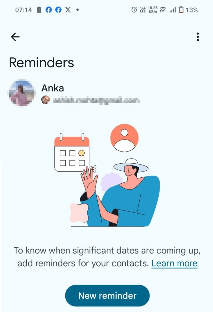 Google Contacts Mobile New Reminder